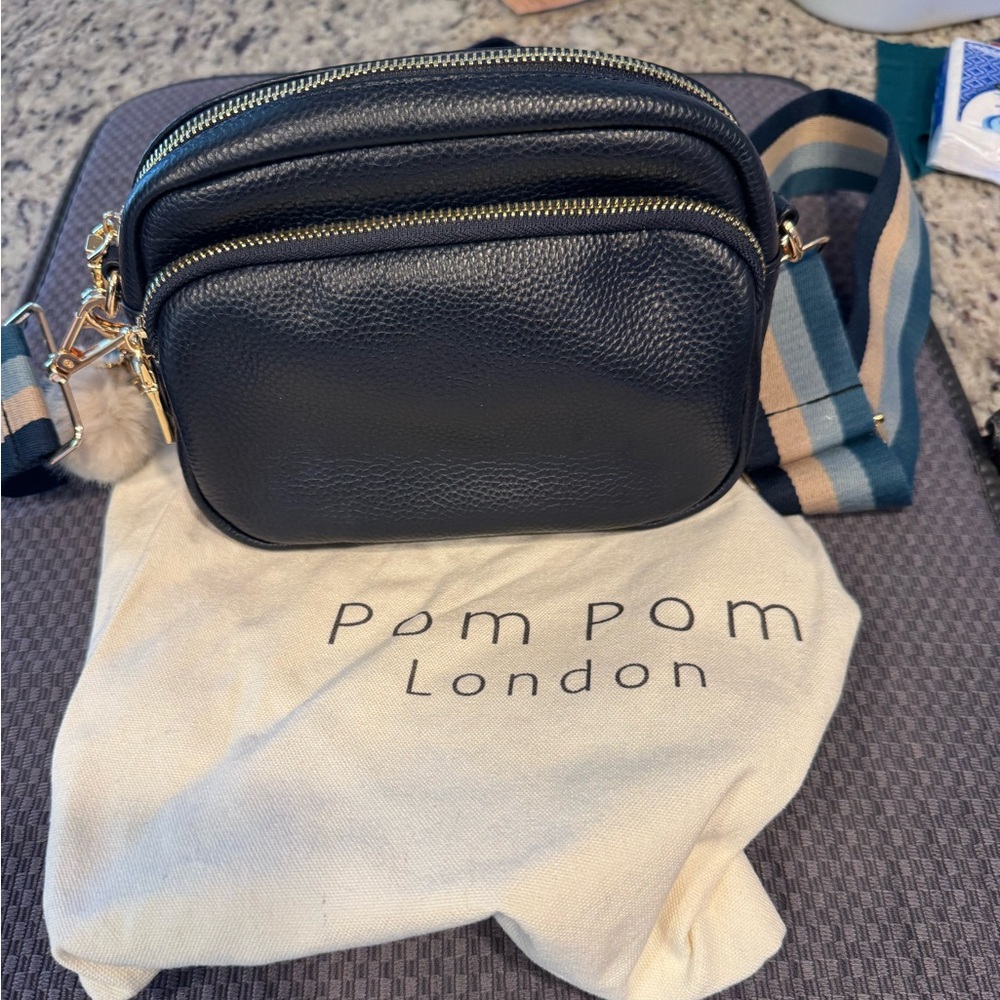 Pom Pom London purse. Navy. Three straps. Brand new.